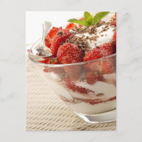 Strawberry Dessert With Fresh Yogurt Postcard