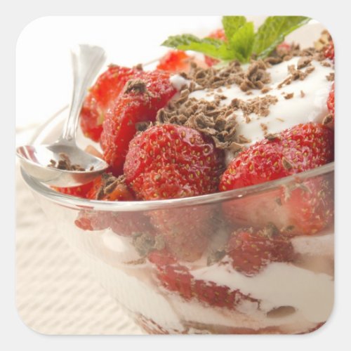 Strawberry Dessert With Fresh Yogurt Square Sticker