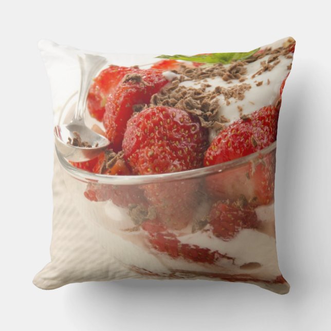 Strawberry Dessert With Fresh Yogurt Throw Pillow (Front)