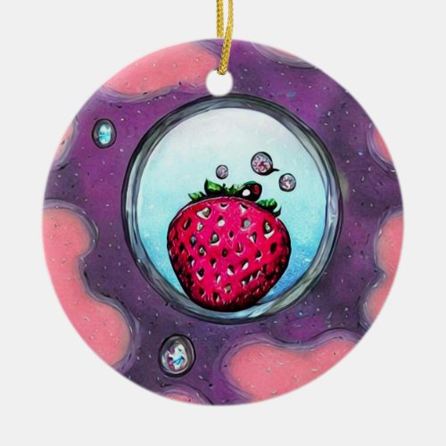 Strawberry  Diamonds Ceramic Ornament