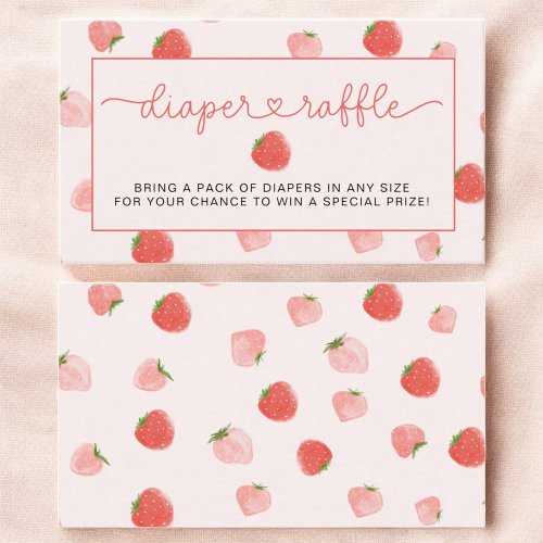 Strawberry Diaper Raffle Berry Sweet Baby Shower Enclosure Card by Pretty Girly Designs