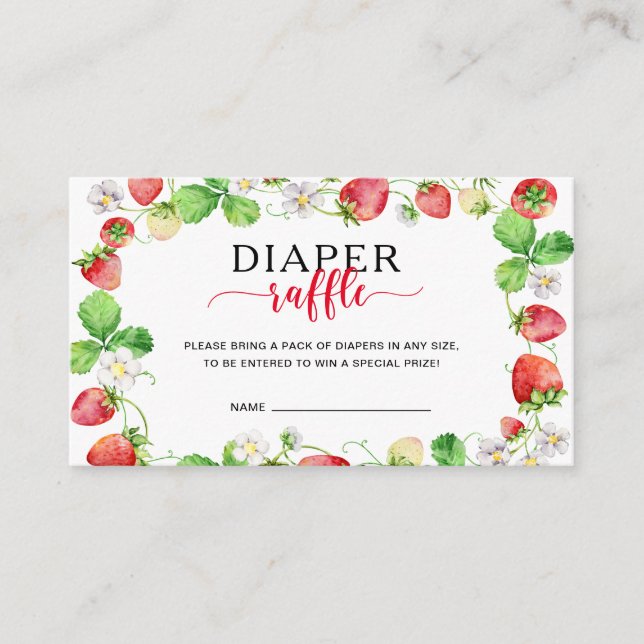 Strawberry Diaper Raffle Enclosure Card (Front)