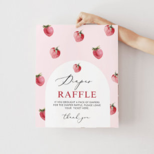 Strawberry diaper raffle sign. Berry diaper raffle Poster