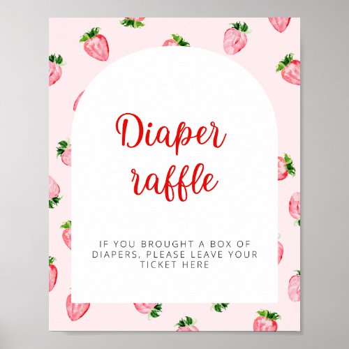 Strawberry Diaper Raffle Summer Baby Shower Poster