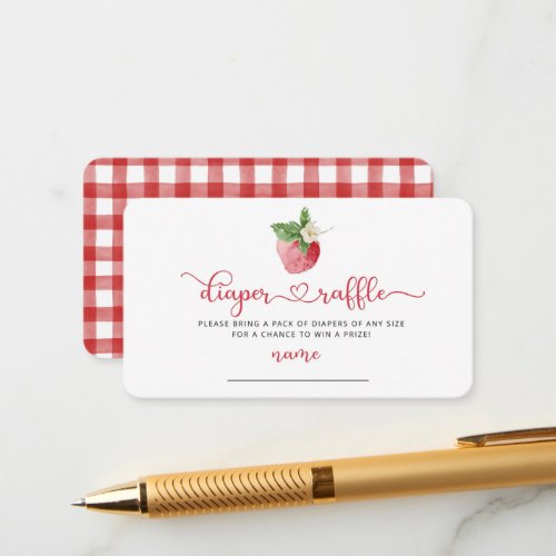 Strawberry diaper raffle ticket enclosure card