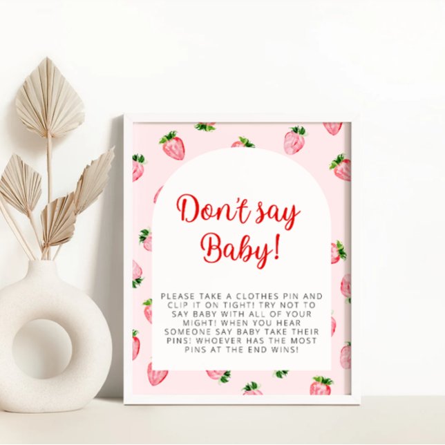 Strawberry Don't Say Baby Baby Shower Poster (Creator Uploaded)