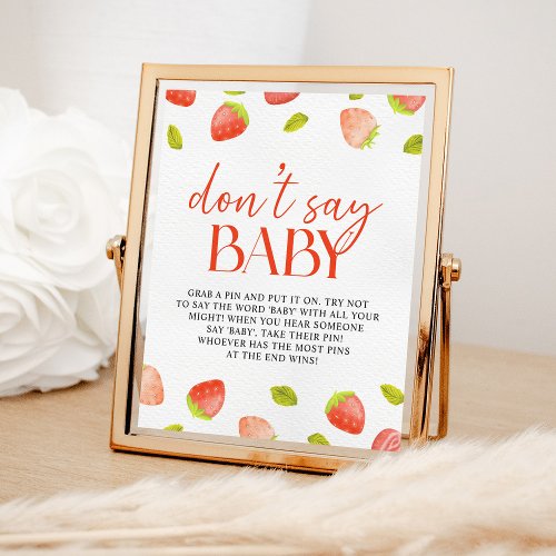 Strawberry Dont Say Baby Game Berry Sweet Shower Poster
