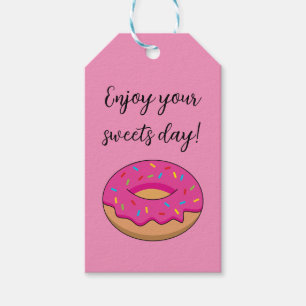 Strawberry Donut with Sprinkles Cartoon Add Tex Gift Tags