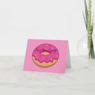 Strawberry Donut with Sprinkles Cartoon Add Text Letterpress Thank You Card