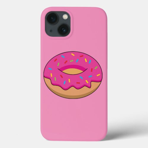 Strawberry Donut with Sprinkles Cartoon iPhone 13 Case