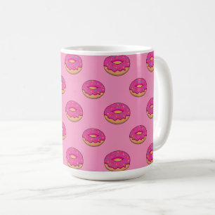Strawberry Donut with Sprinkles Cartoon Coffee Mug