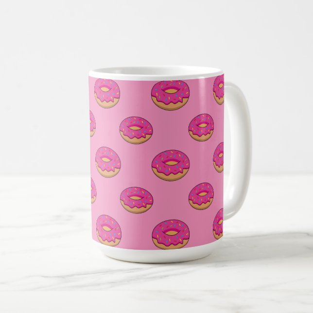 Strawberry Donut with Sprinkles Cartoon Coffee Mug (Front Right)