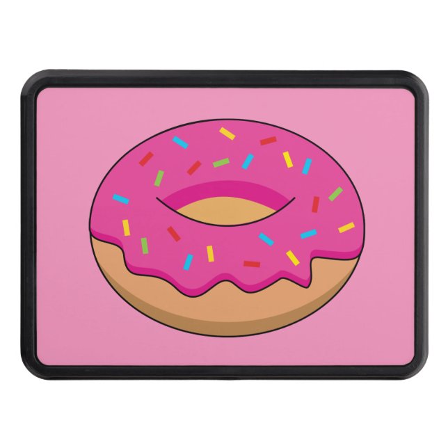 Strawberry Donut with Sprinkles Cartoon Hitch Cover (Front)