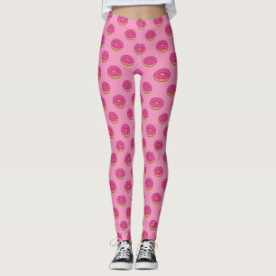 Strawberry Donut with Sprinkles Cartoon Leggings