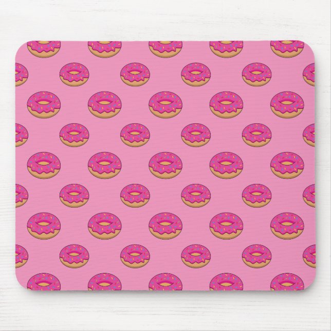 Strawberry Donut with Sprinkles Cartoon Mouse Pad (Front)