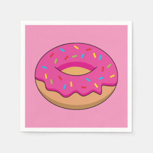 Strawberry Donut with Sprinkles Cartoon Napkins