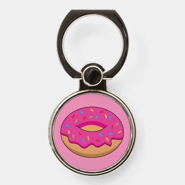 Strawberry Donut with Sprinkles Cartoon Phone Ring Stand (Front)