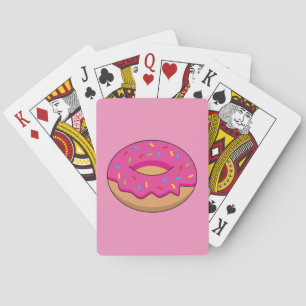 Strawberry Donut with Sprinkles Cartoon Poker Cards