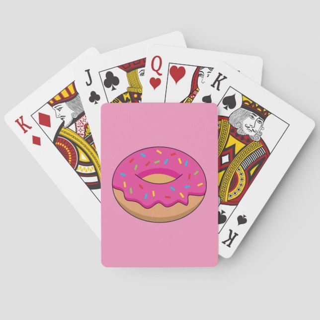 Strawberry Donut with Sprinkles Cartoon Poker Cards (Back)