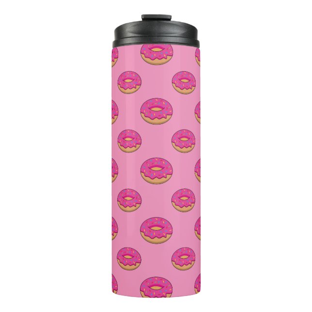 Strawberry Donut with Sprinkles Cartoon Thermal Tumbler (Front)