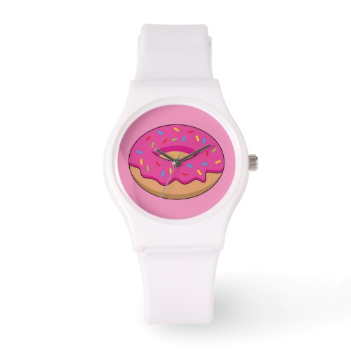 Strawberry Donut with Sprinkles Cartoon Watch