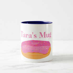 Strawberry Donuts Custom Name Two-Tone Coffee Mug