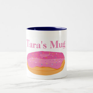 Strawberry Donuts Custom Name Two-Tone Coffee Mug