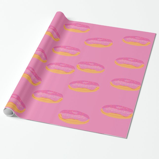 Strawberry Donuts Sweet Wrapping Paper (Unrolled)