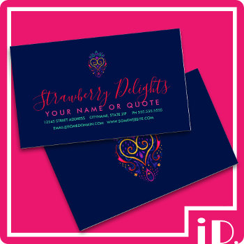 Strawberry Doodle Drawing Business Card by identica at Zazzle