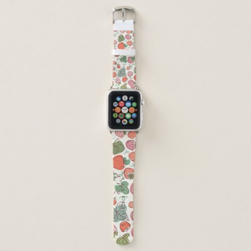 Strawberry Doodle Hand_Drawn Seamless Pattern Apple Watch Band
