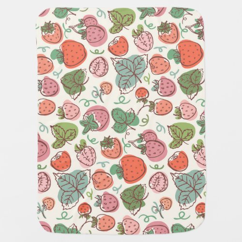 Strawberry Doodle Hand_Drawn Seamless Pattern Baby Blanket