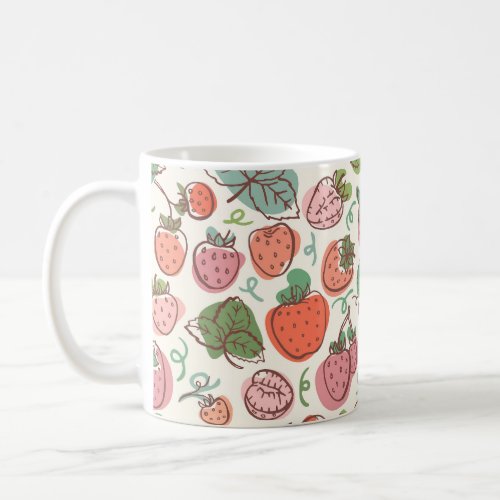 Strawberry Doodle Hand_Drawn Seamless Pattern Coffee Mug