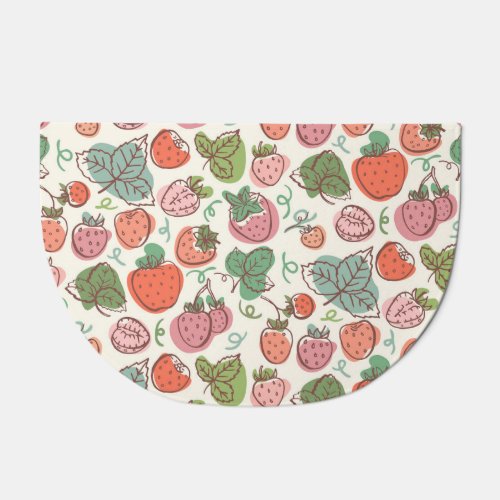 Strawberry Doodle Hand_Drawn Seamless Pattern Doormat