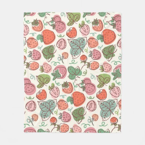 Strawberry Doodle Hand_Drawn Seamless Pattern Fleece Blanket