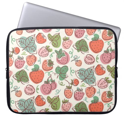 Strawberry Doodle Hand_Drawn Seamless Pattern Laptop Sleeve