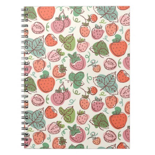 Strawberry Doodle Hand_Drawn Seamless Pattern Notebook