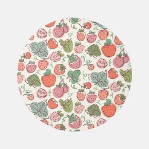 Strawberry Doodle Hand_Drawn Seamless Pattern Rug