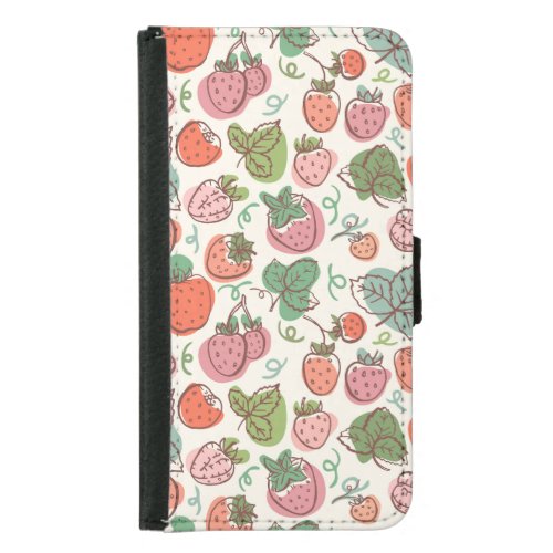 Strawberry Doodle Hand_Drawn Seamless Pattern Samsung Galaxy S5 Wallet Case