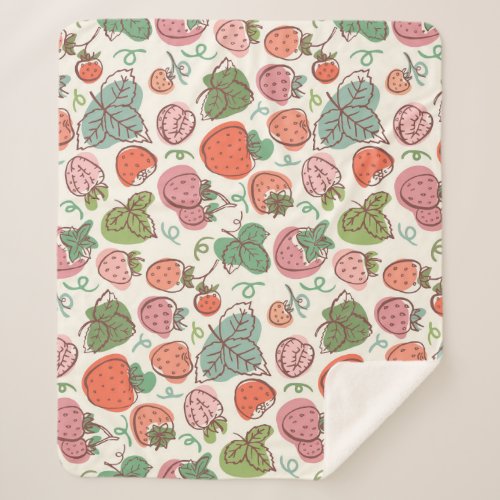 Strawberry Doodle Hand_Drawn Seamless Pattern Sherpa Blanket