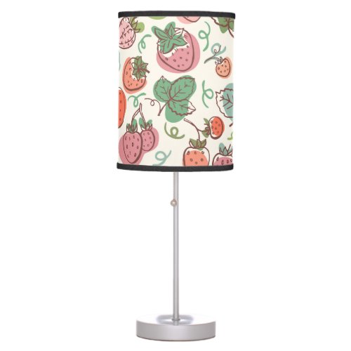 Strawberry Doodle Hand_Drawn Seamless Pattern Table Lamp