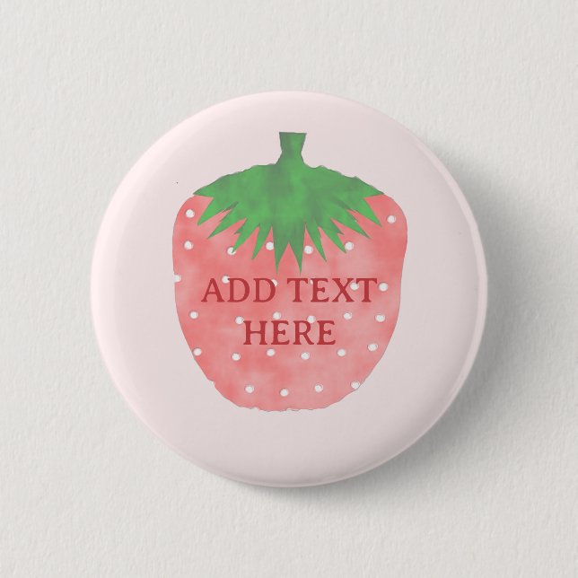 Strawberry Drawing Custom Text Button (Front)