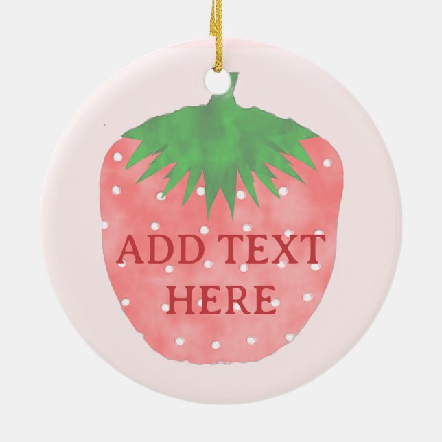 Strawberry Drawing Custom Text Ceramic Ornament (Back)