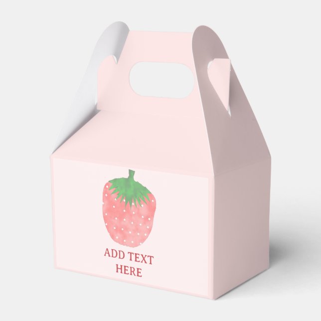 Strawberry Drawing Custom Text Favor Boxes (Front Side)