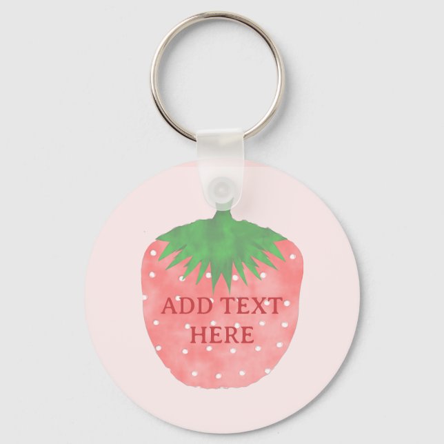 Strawberry Drawing Custom Text Keychain (Front)