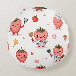 Strawberry Dream Round Pillow
