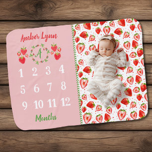 Strawberry Dreams Milestone Baby Blanket