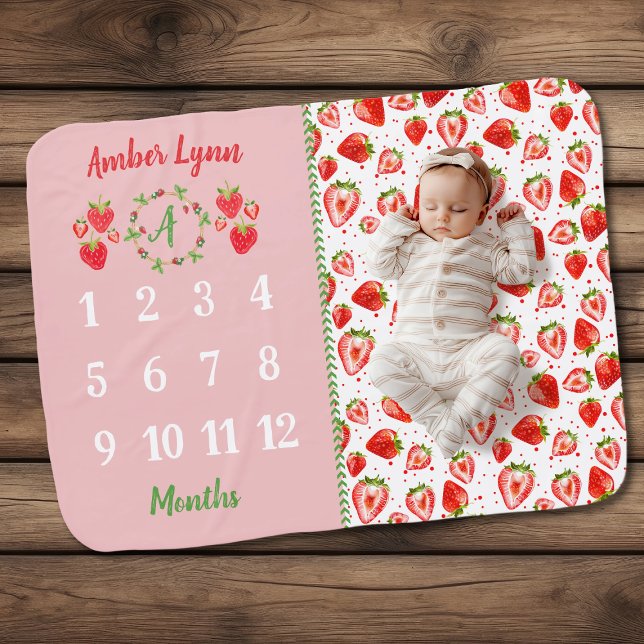 Strawberry Dreams Milestone Baby Blanket (Creator Uploaded)