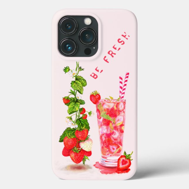 Strawberry Drink iPhone Case - custom Text (Back)