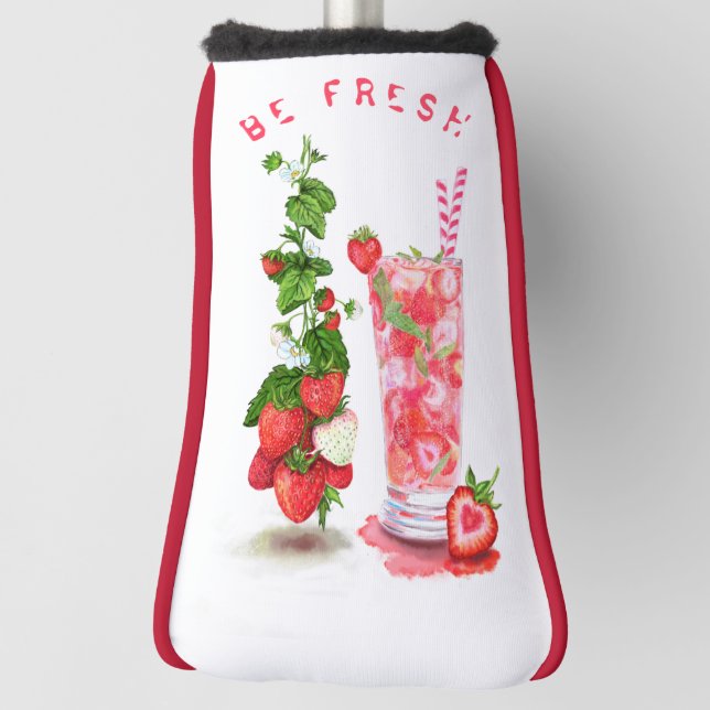 Strawberry Drink Summer Fruits Golf Head Cover (Rotate 90)