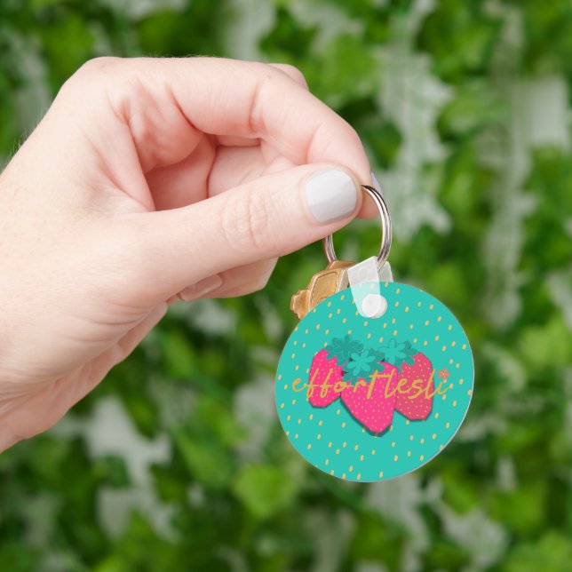 Strawberry effortlesli i am worth keychain (Hand)